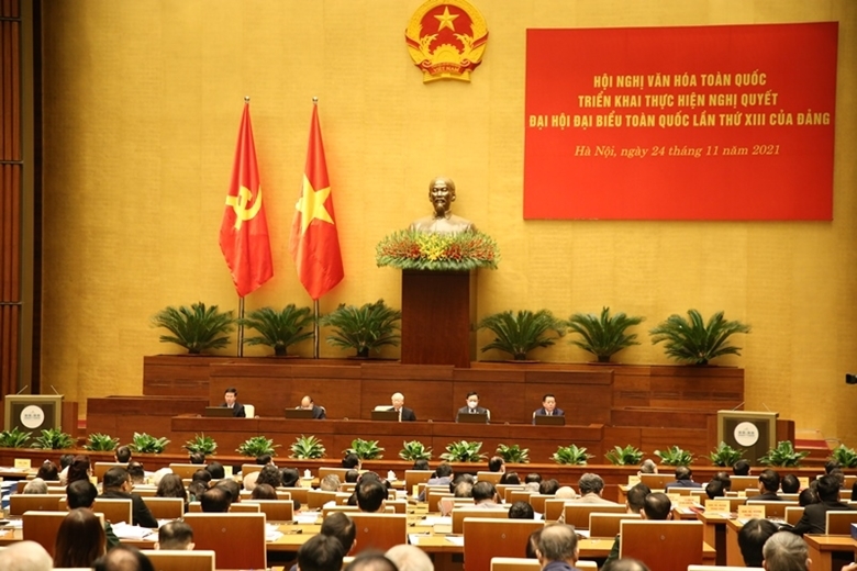 Trong năm 2023, Bộ VHTTDL cũng phối hợp với Ban Tuyên giáo Trung ương tổ chức Hội nghị Sơ kết triển khai Kết luận của Tổng Bí thư Nguyễn Phú Trọng tại Hội nghị Văn hóa toàn quốc năm2021 (ảnh Nam Nguyễn)